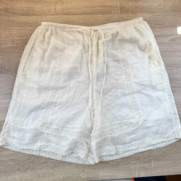 New Free People Gauze Lace Trim Long Board Baggy Shorts White Size Small - Picture 1 of 5